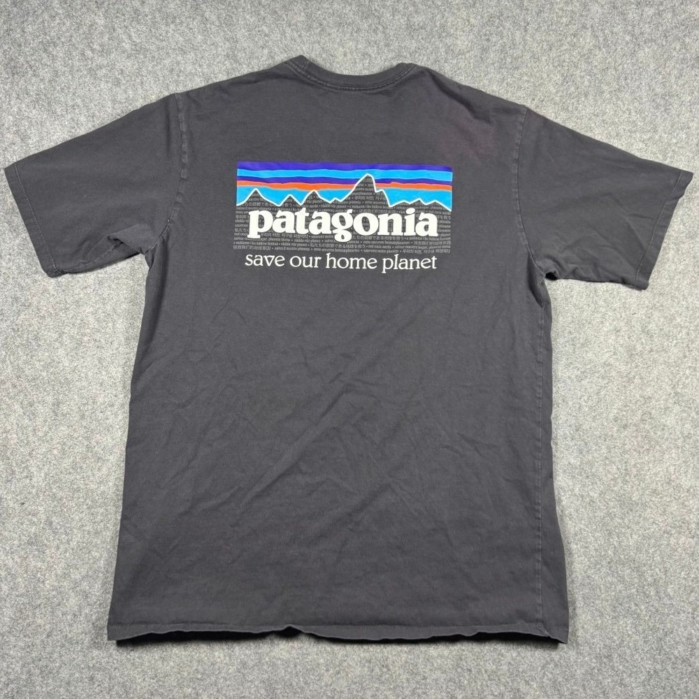 Patagonia Mens Save Our Home Planet Organic Cotton Graphic T-Shirt Grey Medium